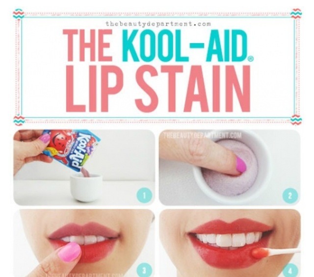 Don't reapply your lipgloss, use this kool-aid lip stain that lasts and has a cute summer colour.👄