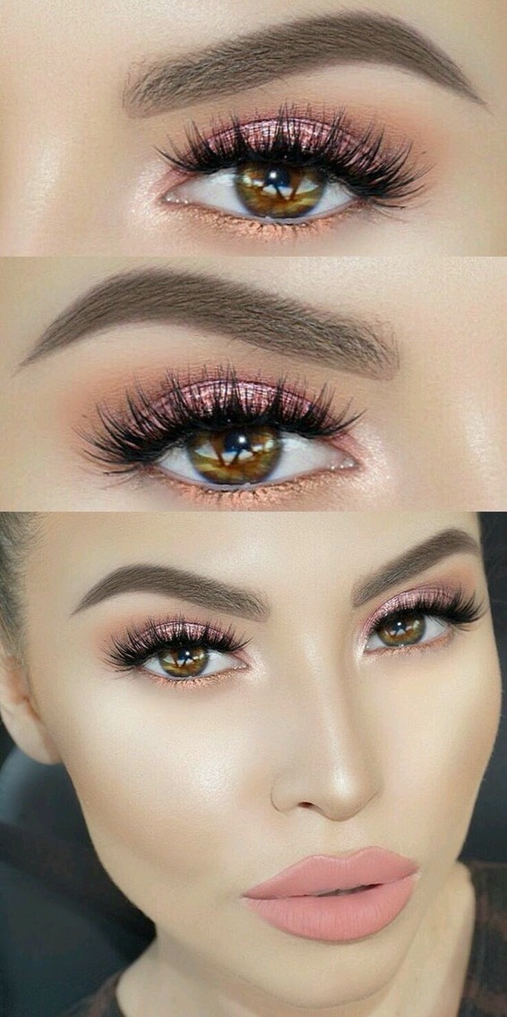 Beautiful Pink With Brown Smokey Eye Shadow Looks