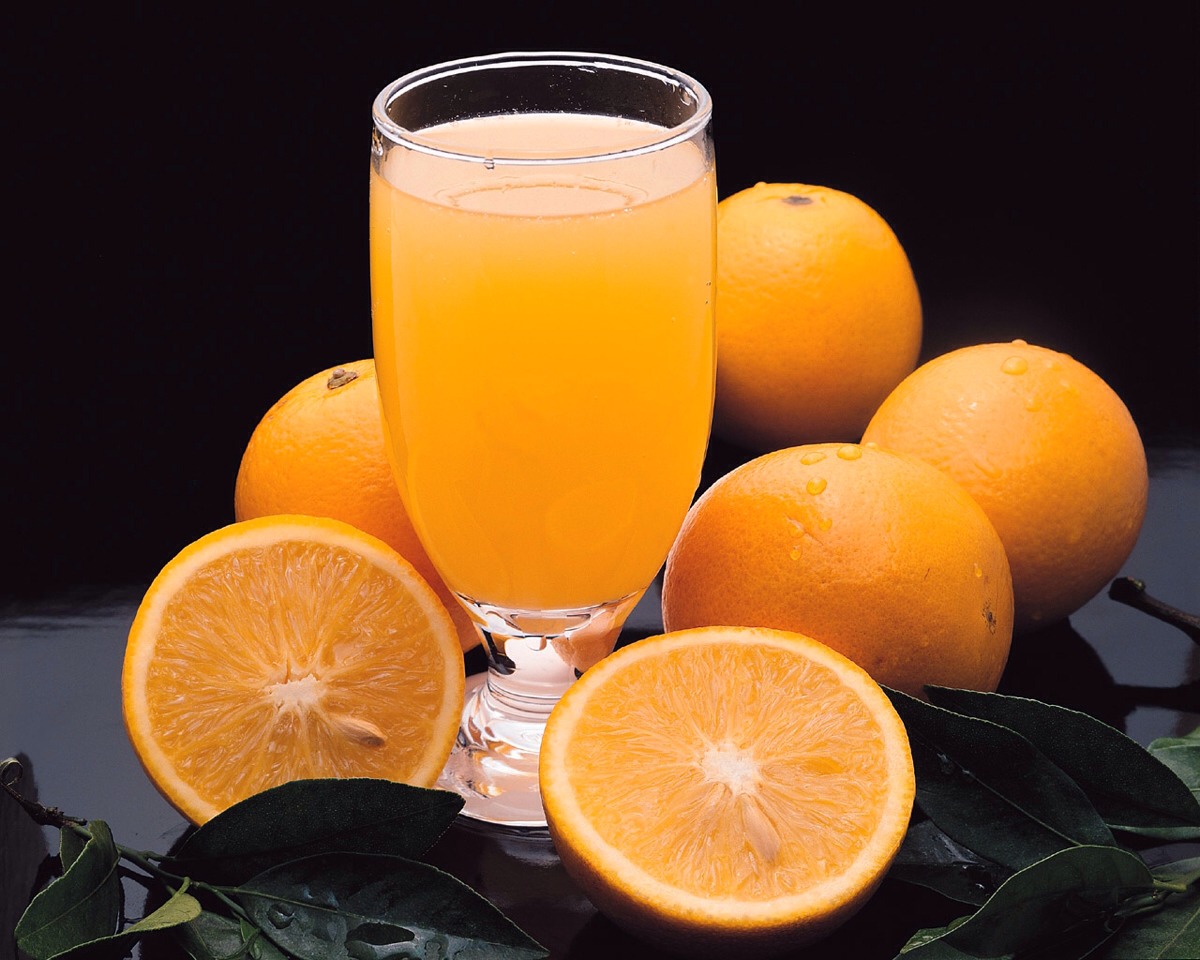 Drinking Orange juice,