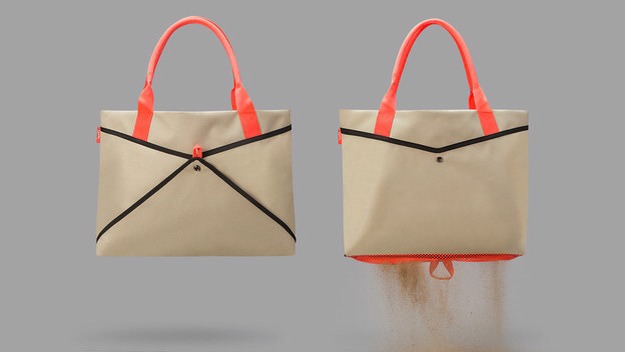 #7	 A beach bag with a mesh bottom.
Sand will never invade your precious tote again. (There’s also a more masculine version, a clutch, and a backpack.)