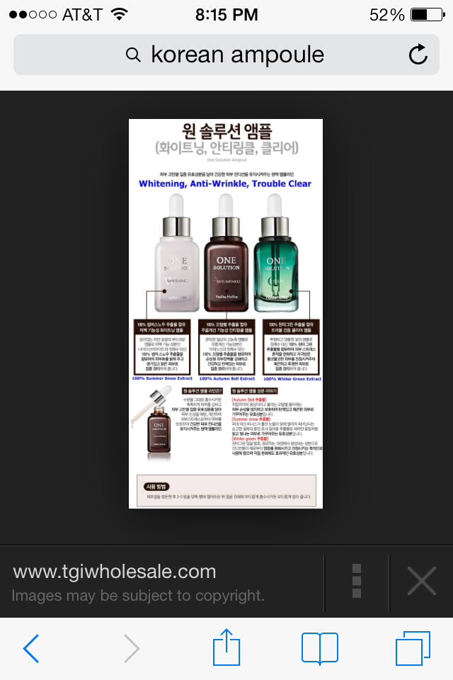 take an "ampoule" which is basically a more concentrated form of the serum and repeat the previous motion of patting with this product 