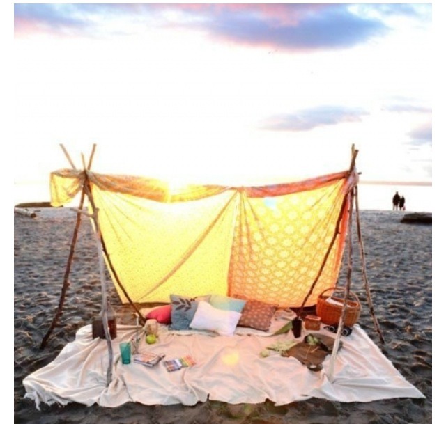 Make a blanket/towel tent held up with sticks ti create shade☀️