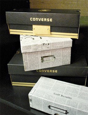 Create some lovely storage containers using old shoe boxes and newspapers. So great-looking!