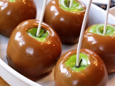 Caramel apples.