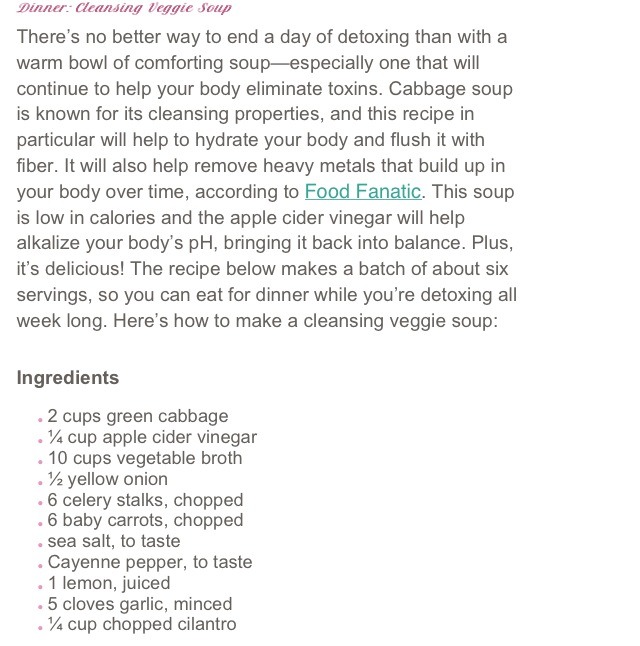 Detoxing Lunch And Dinner