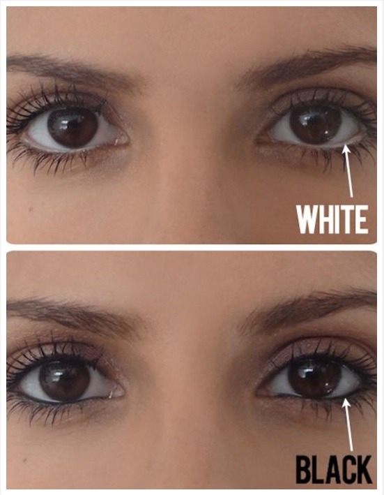 Use white eye liner instead of black to help your eyes appear bigger.