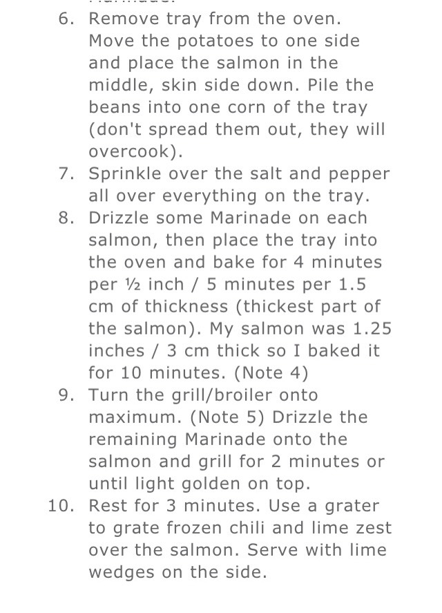 One Tray Baked Meal Chili Lime Honey Salmon With Roast Potatoes And Beans
