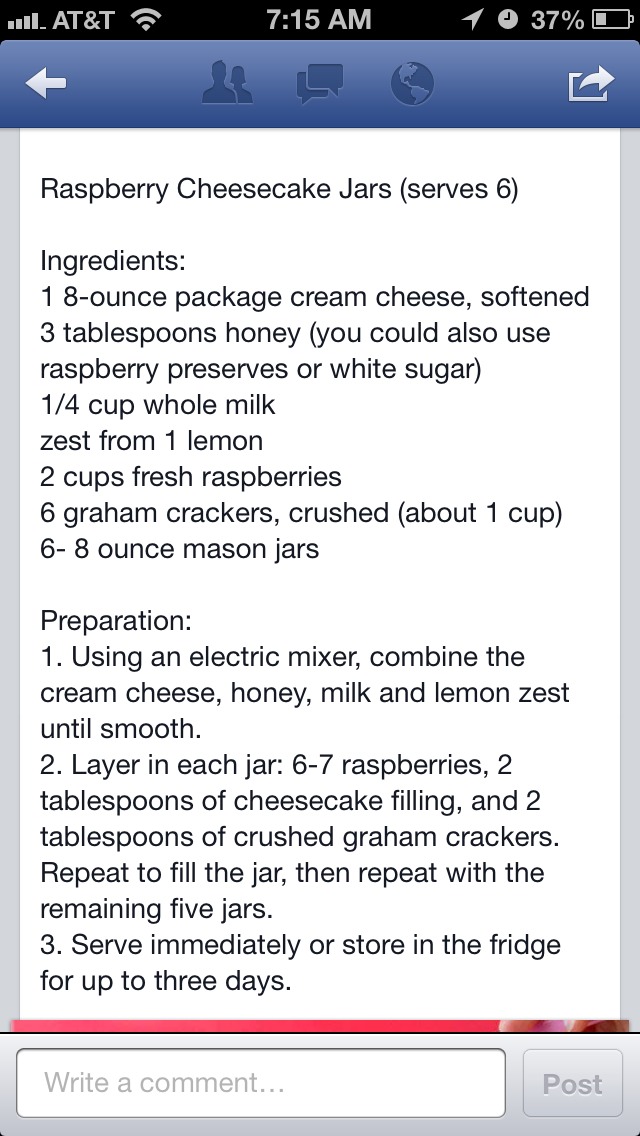 Raspberry Cheesecake Jars