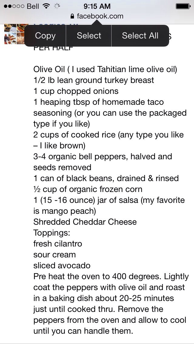Fiesta Stuffed Peppers ( 150 Calories Per Half)
