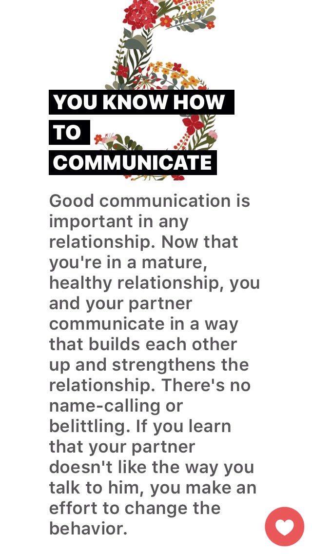 SIGNS OF A HEALTHY, MATURE RELATIONSHIP! 