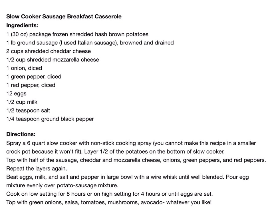 ✨💜Slow Cooker Sausage Breakfast Casserole💜✨