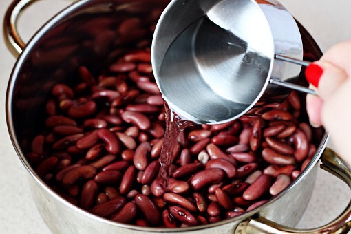 3. Place the beans into a large pot and add 5 cups (1.25 l) water.