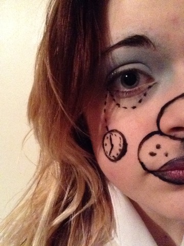 Alice In Wonderland: White Rabbit Half Face Face Paint.