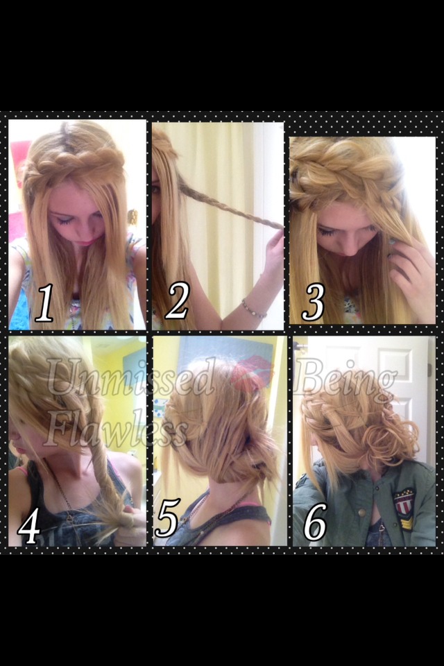 The crown braid Updo 😊👍 again, if you want to know how to do a basic crown braid, look up "Chic Crown Braid" here on Trusper or ask me in the comments and I'll give you the link! 😊💕💕