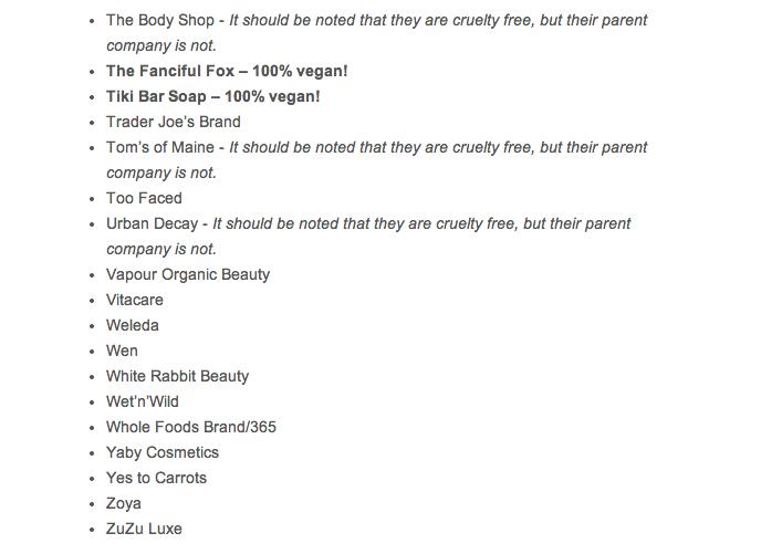List Of CRUELTY FREE AND VEGAN Beauty Brands!!