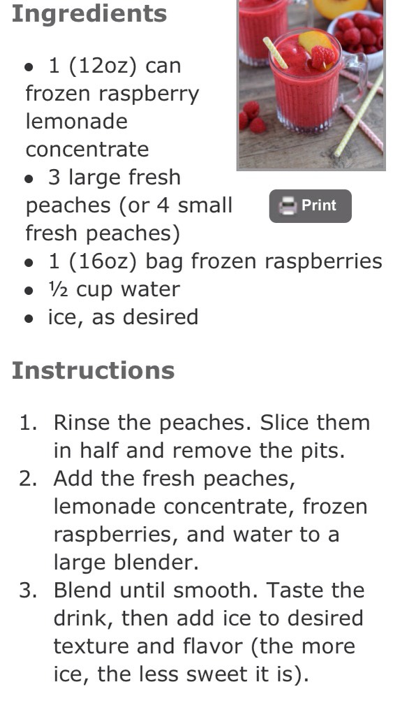 Frozen raspberry peach lemonade 