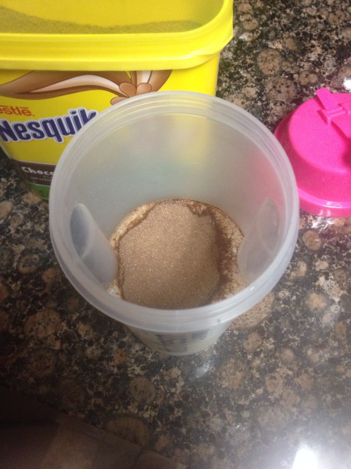 Egg Whites, Skim Milk, And NO SUGAR Added Nesquick. MUST TRY!!!!!