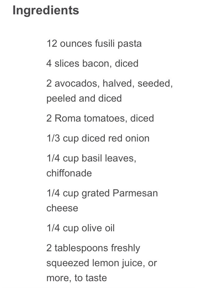 20 Minutes Fresh Avocado & Bacon Pasta 