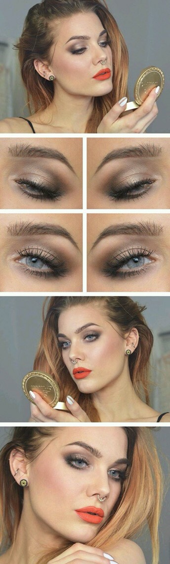 Beautiful Makeup With Orange Like Lip Color