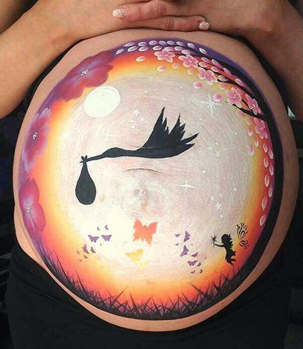Face And Body Painting: Baby Bump. 