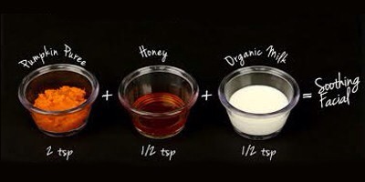 Pumpkin purée +honey+ organic milk= facial 