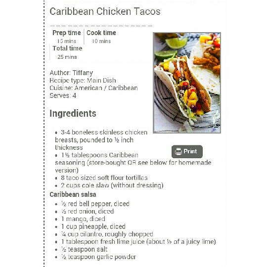 Carribean Chicken Taco's