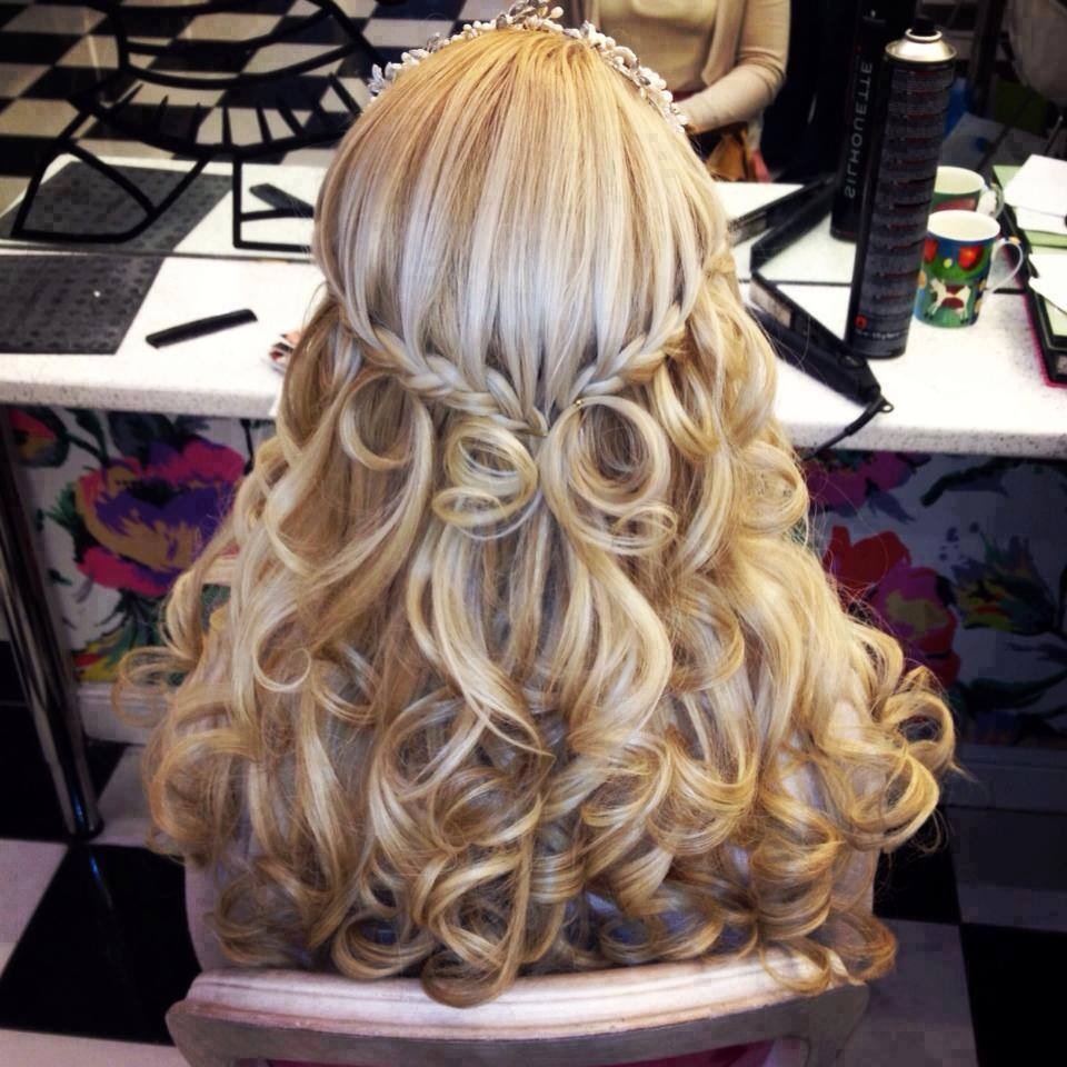 Next, curl all sections of your hair up to the braid. Spray with a light-med hold hairspray and Voila!! Beautiful hair!...for a less put together look use a larger barrel or hold curling wand in hair for less time.