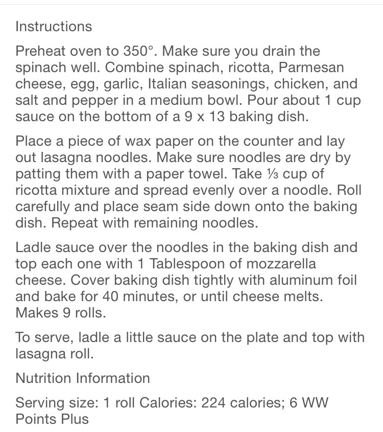 Healthy Spinach Lasagna Rolls.