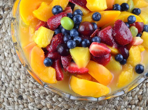 Fruit Salad with Pudding 

http://www.food.com/recipe/fruit-salad-with-pudding-66575?photo=356230
