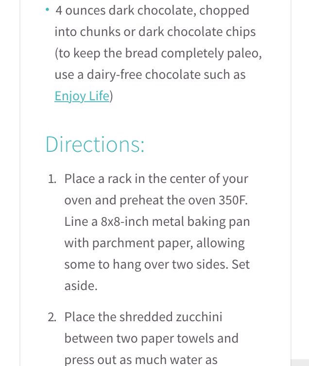 Paleo Chocolate Chunk Zucchini Bread