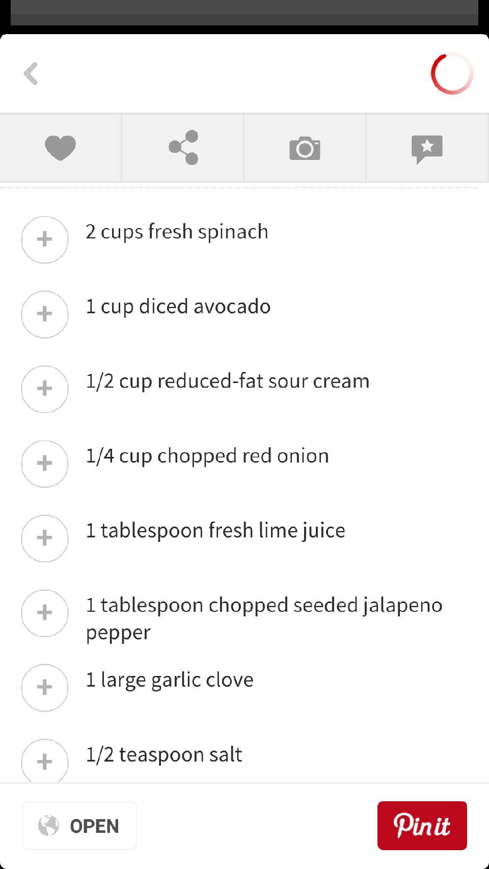 Avocado spinach dip