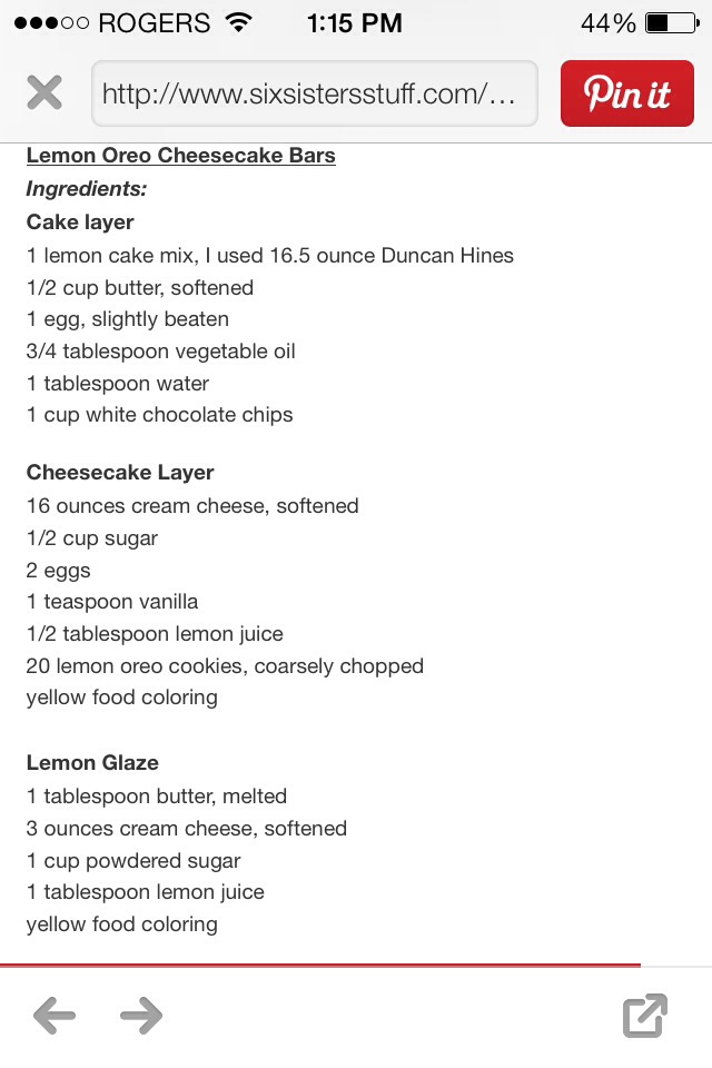 Lemon Oreo Cheesecake Bars!!