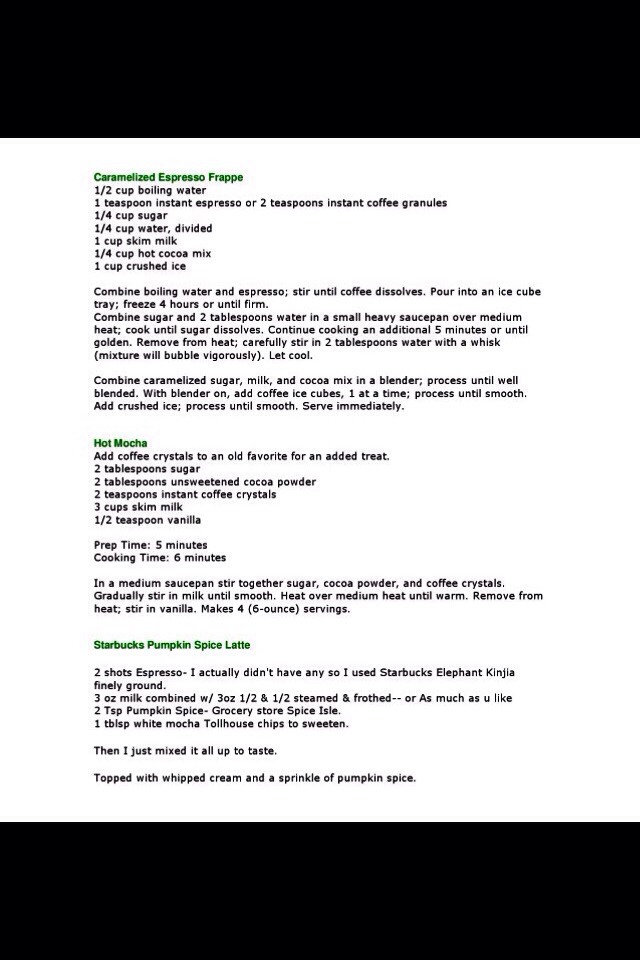 DIY Starbucks Recipes!!!! 