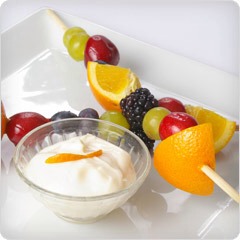 Fruit skewers. Fun for adults too :) this work for veggies aswell