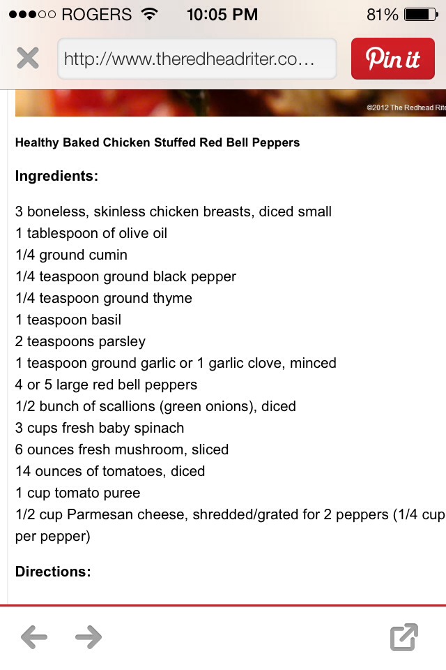 Baked Chicken Stuffed Peppers