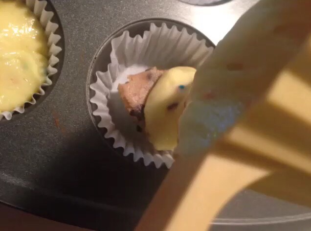 Add cake batter 