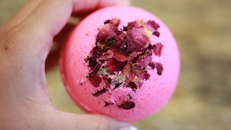 Rose petal bath bomb