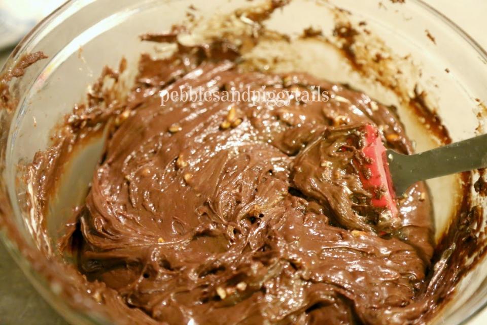 4. Add in nuts too, if desired. It should look all melted like this picture.