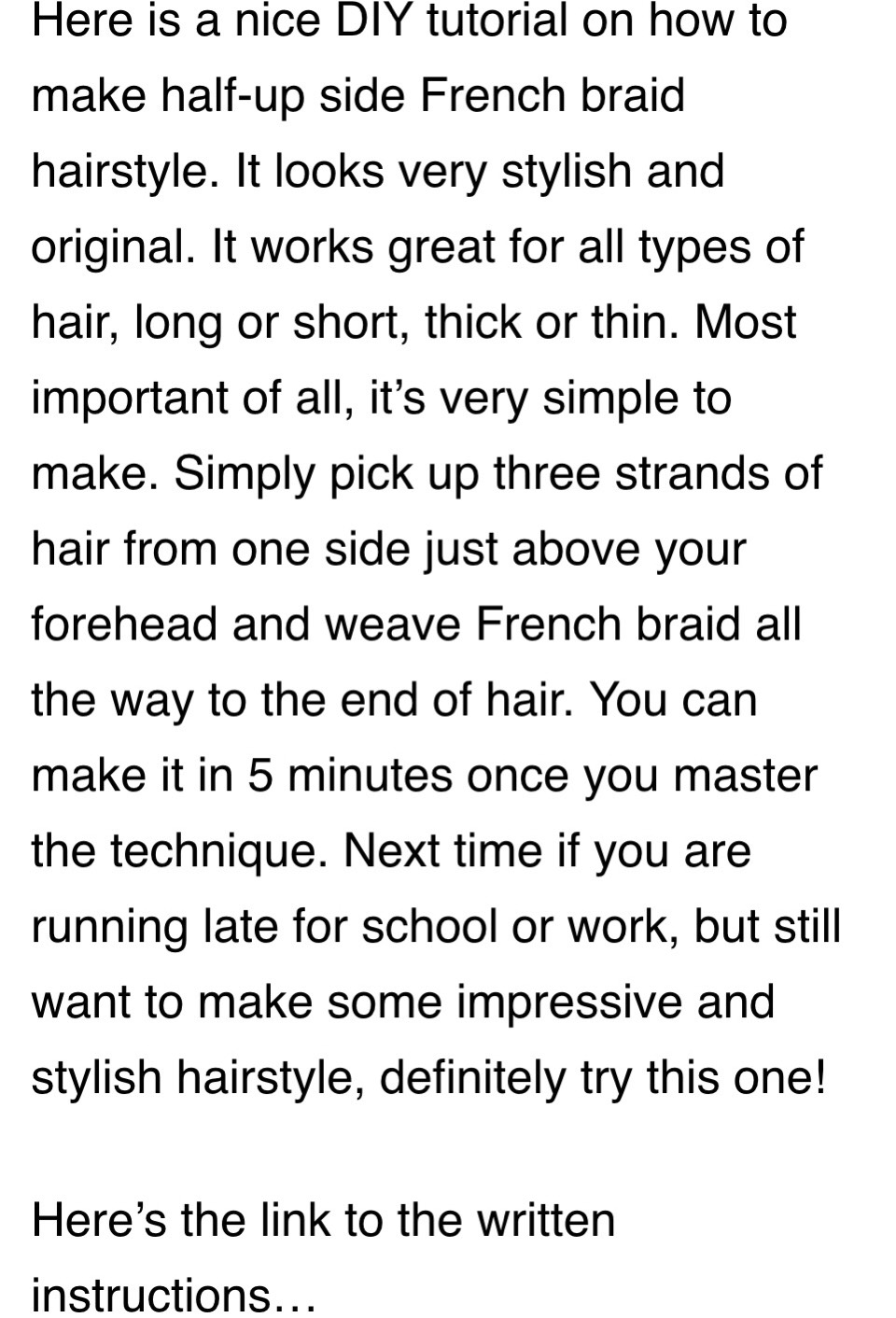 Half Upside French Braid Hairstyle. Step By Step. 😍