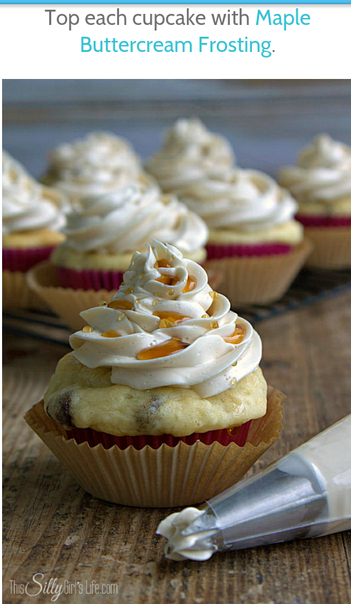 Chocolate Chip Pancakes Cupcakes With Maple Buttercream Frosting!