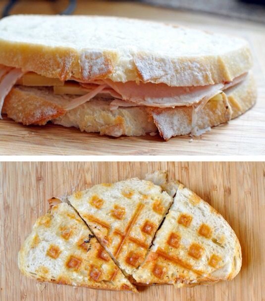 Waffle iron panini sandwich!!