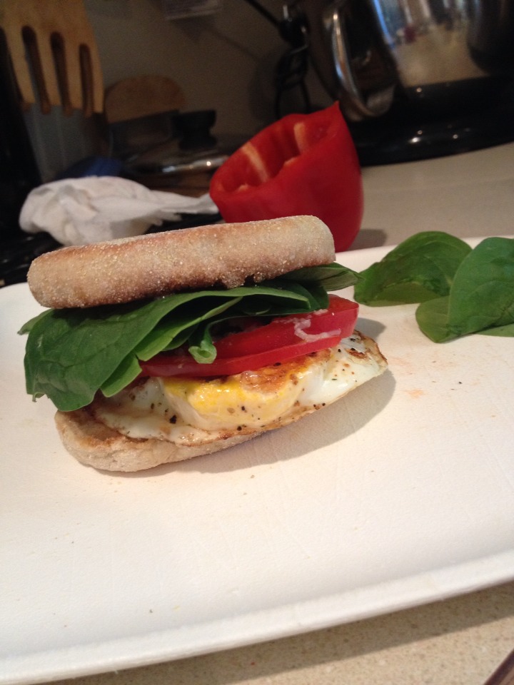 Use a spatula to transfer onto your english muffin & enjoy!