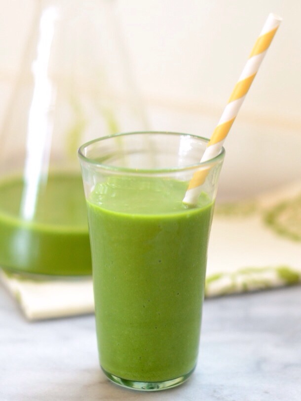 Lucky Green Smoothie
1 cup Ice
1 cup Spinach
1 cup Kale Leaves
1 Avocado
1 1/4 cup Fresh Orange Juice
1/2 Green Apple
1 cup Frozen Peaches or Mango
2 Tablespoons Agave, Maple Syrup or Honey
