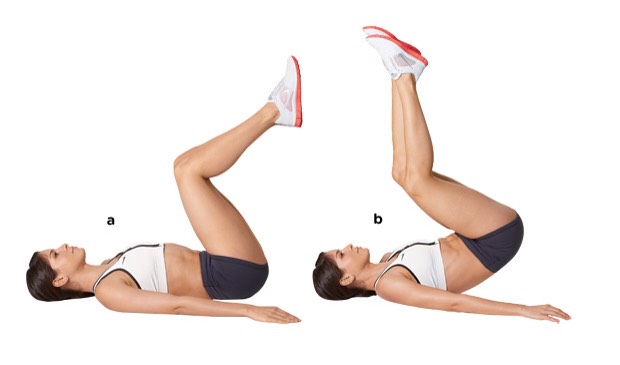 • 15 bent leg raises
(Targets lower stomach area)
