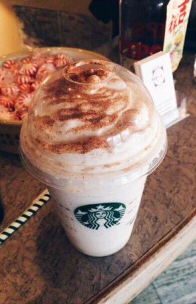 Cinnamon Roll Frappuccino-
start with a vanilla bean Frappuccino
add 2 or more pumps of cinnamon dolce syrup