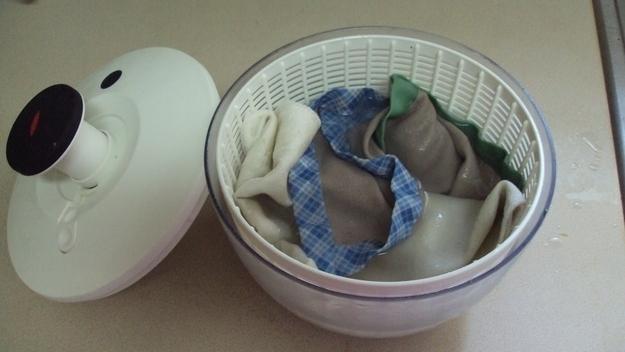 13. Dry delicate tops in a salad spinner.