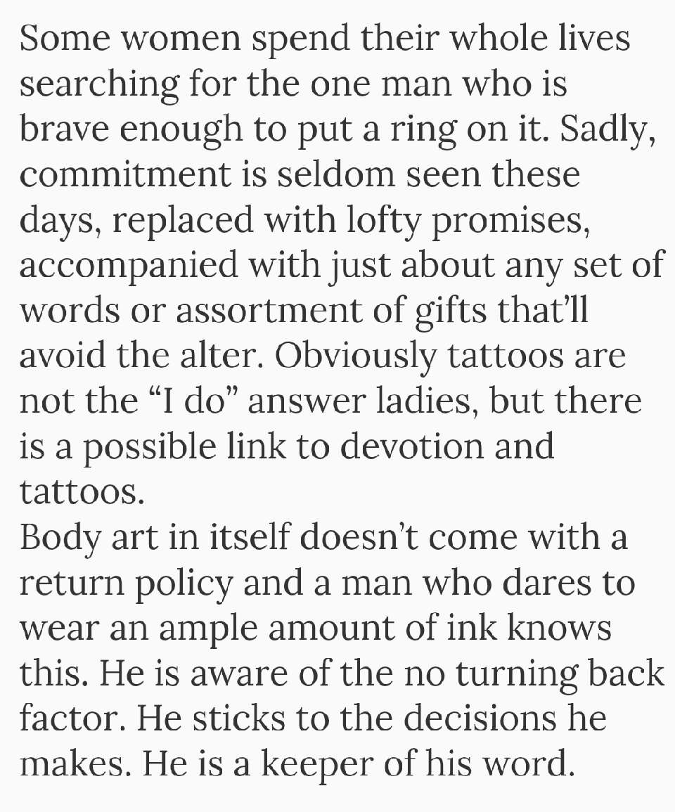 VERY Legitimate Reasons To Date A Tattooed Man!