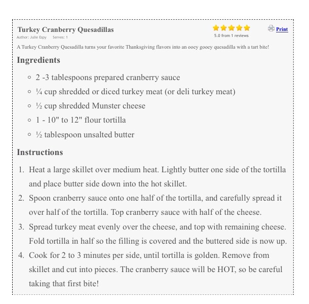 ❤️Turkey Cranberry Quesadillas❤️
