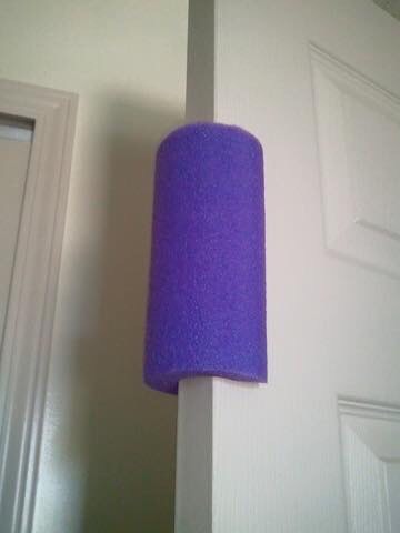 Use pool noodle for door stopper 