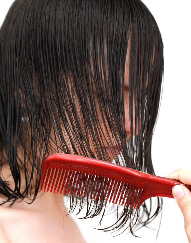 The worst thing you can do is brush your hair when it's wet, because that is the state when it is most vulnerable and most likely to break off. What you want to do is wait her let your hair air dry or comb your hair when wet